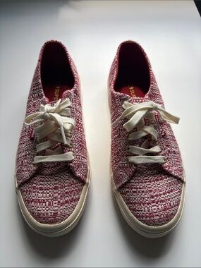 Superga Women's Red Tweed Low-Top Lace-Up Sneakers